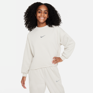 Nike Sportswear Dri-FIT-sweatshirt med rund hals til større børn (piger) - grå grå XS