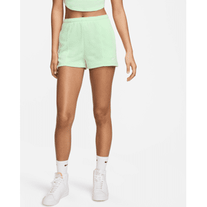 Højtaljede slanke Nike Sportswear Chill Terry-shorts (5 cm) i french terry til kvinder - grøn grøn XS (EU 32-34)