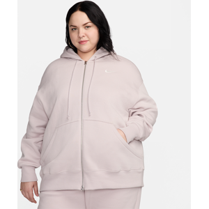 Oversized Nike Sportswear Phoenix Fleece-pullover-hættetrøje med fuld lynlås til kvinder (plus size) - lilla lilla 2X