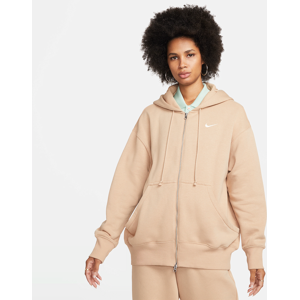 Oversized Nike Sportswear Phoenix-hættetrøje med lynlås til kvinder - brun brun XS (EU 32-34)