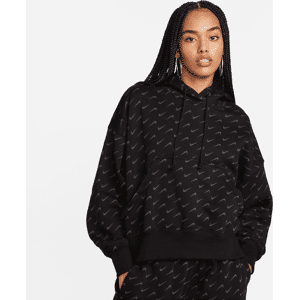 Ekstra overdimensioneret Nike Sportswear Phoenix Fleece-hættetrøje med print til kvinder - sort sort XL (EU 48-50)