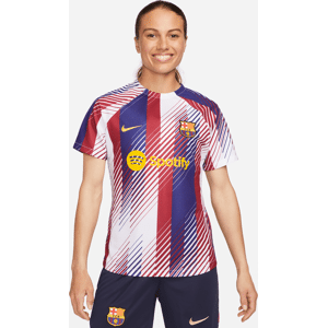 FC Barcelona Academy Pro Nike Dri-FIT Pre-Match-fodboldtrøje til kvinder - hvid hvid XS (EU 32-34)