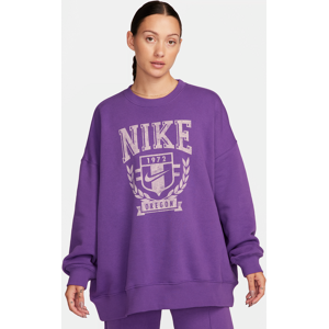 Overdimensioneret Nike Sportswear-sweatshirt i fleece med rund hals til kvinder - lilla lilla XL (EU 48-50)