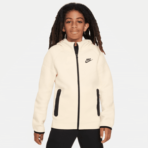 Nike Sportswear Tech Fleece-hættetrøje med lynlås til større børn (drenge) - hvid hvid S