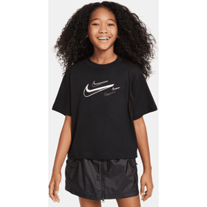 Nike Sportswear-T-shirt med firkantet pasform til større børn (piger) - sort sort S