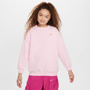 Overdimensioneret Nike Sportswear Club Fleece-sweatshirt til større børn (piger) - Pink Pink S