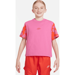 Nike Sportswear-T-shirt med firkantet pasform til større børn (piger) - rød rød S