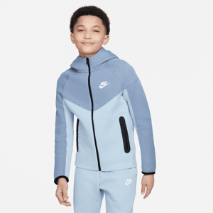 Nike Sportswear Tech Fleece-hættetrøje med lynlås til større børn (drenge) - blå blå XS