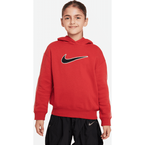 Oversized Nike Sportswear-pullover-hættetrøje i fleece til større børn (piger) - rød rød M