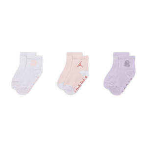 Jordan Icon Patches-strømper med greb til babyer (0-9 M) (3 par) - Pink Pink 6-12M