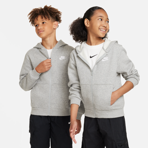 Nike Sportswear Club Fleece-hættetrøje med fuld lynlås til større børn - grå grå M
