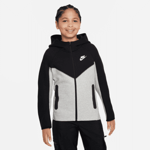 Nike Sportswear Tech Fleece-hættetrøje med lynlås til større børn (drenge) - grå grå XS