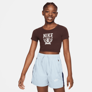 Nike Sportswear-T-shirt med grafik til større børn (piger) - brun brun S