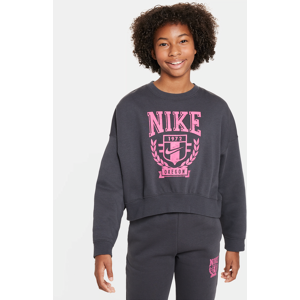 Oversized Nike Sportswear-sweatshirt i fleece med rund hals til større børn (piger) - grå grå M