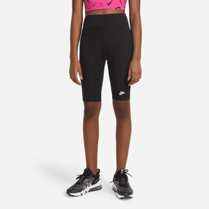 Nike Sportswear-cykelshorts med høj talje (23 cm) til større børn (piger) - sort sort XS
