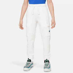 Nike Sportswear-cargobukser i fleece med grafik til større børn (drenge) - hvid hvid M (EU 40-42)