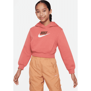 Kort Nike Sportswear Club Fleece-hættetrøje til større børn (piger) - rød rød L