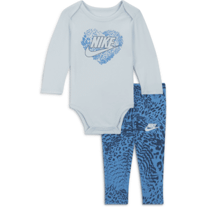 Todelt Nike-sæt med bodysuit og leggings med dyreprint til babyer - blå blå 3-6M