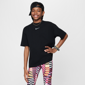 Overdimensioneret Nike Sportswear-T-shirt til større børn (piger) - sort sort M