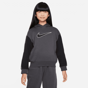 Oversized Nike Sportswear-pullover-hættetrøje i fleece til større børn (piger) - grå grå L