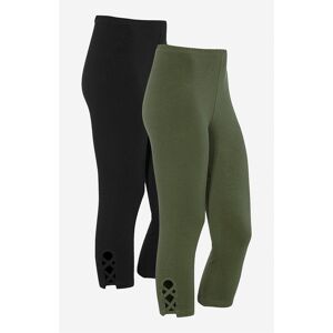 Cellbes of Sweden Capri leggings med dejlige detaljer Vega 2-pack  Female  Mørkegrøn+Sort