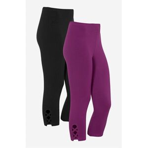 Cellbes of Sweden Capri leggings med dejlige detaljer Vega 2-pack  Female  Lilla+Sort