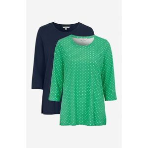 Cellbes of Sweden Blød jerseytop Agnes 2-pack  Female  Grøn/Prikket+Marine/Ensfarvet