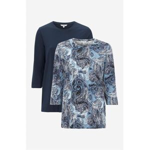 Cellbes of Sweden Jerseytop med 3/4 ærmer Agnes 2-pack  Female  Blå/Paisley+Marine