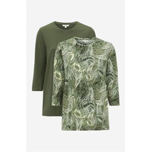 Cellbes of Sweden Jerseytop med 3/4 ærmer Agnes 2-pack  Female  Grøn/Paisley+Mørkegrøn