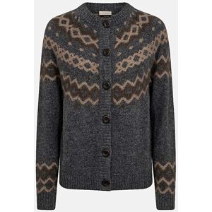 Freequent Cardigan med jacquard-strikket mønster Merla  Female  Mørk gråmeleret