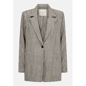 Freequent Stribet blazer i viskose- og linnedblanding Gigi  Female  Beige/Sort/Stribet