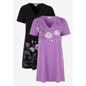 Cellbes of Sweden Mønstrede jerseytunikaer Barbro 2-pack  Female  Sort/Blomstret+Lilla/Blomstret