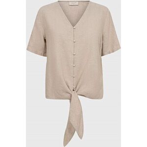 Freequent Bindebluse i hørblanding Lava  Female  Beige