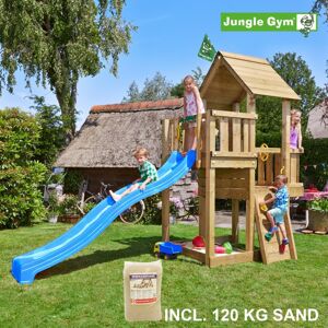 Jungle Gym Cubby legetårn komplet, inkl. 120 kg sand og blå rutschebane - 804-269SAB