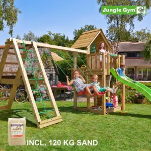 Jungle Gym Cubby legetårn komplet inkl. climb module xtra, 120 kg sand og grøn rutschebane - 804-269CXSG