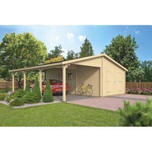 HytteExperten Laredo Garage-carport 70 mm - 400796N - 63,91 m²