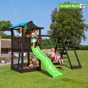 Jungle Gym Hut legetårn komplet inkl. climb module xtra og rutschebane, grundmalet sort - 806-282CX