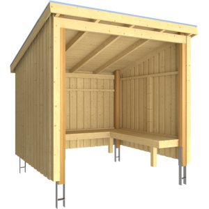 Plus A/S Plus Nordic Bålhytte - 5 m² - Inkl. tagpap, alulister og H-stolpefødder - 1685626-1