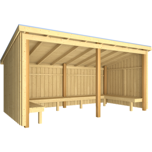 Plus A/S Plus Nordic Bålhytte - 9,5 m² 2 moduler - Inkl. tagpap og alulister - 1685825-1