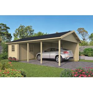 HytteExperten Winston-Salem Carport-shed 44 mm - 400805N - 38,07 m²