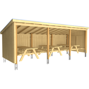 Plus A/S Plus Nordic Madpakkehus 14 m²  3 moduler  - Inkl. tagpap, alulister og H-stolpefødder - 1685946-1