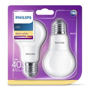 Philips Signify Philips LED Plast 40W  standard  varm hvid   mat  E27  ikke dæmpbar  2 stk - 8718696576854