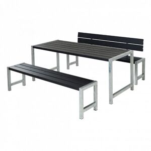 Plus A/S Plus Plankesæt - sort - 1 bord og 2 bænke m/1 ryglæn