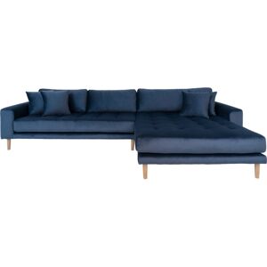 Homeshop Sofa højrevendt i mørkeblåt velour med fire puder HN1005 - 1301183