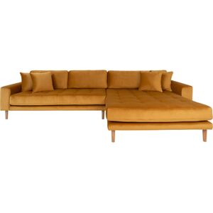 Homeshop Sofa højrevendt i sennepsgul velour med fire puder HN1004 - 1301184