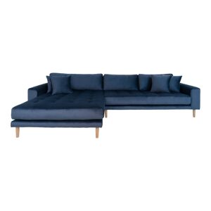 Homeshop Sofa venstrevendt i mørkeblåt velour med fire puder HN1005 - 1301193