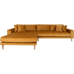 Homeshop Sofa venstrevendt i sennepsgul velour med fire puder HN1004 - 1301194