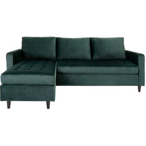 Homeshop Sofa i mørkegrøn velour med sorte ben 151/83x219xH80 cm HN1006 - 1301506