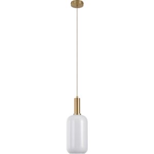 Homeshop Pendel Pendel i cylinderformet hvidt glas og messingfatningn150 cm stofledning Pære: E27/40W - 6406200