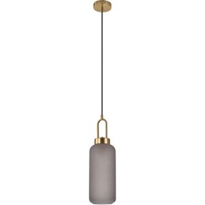 Homeshop Pendel Pendel i cylinderformet mat smokey glas og messingfatningn150 cm stofledning Pære: E27/40W - 6406115